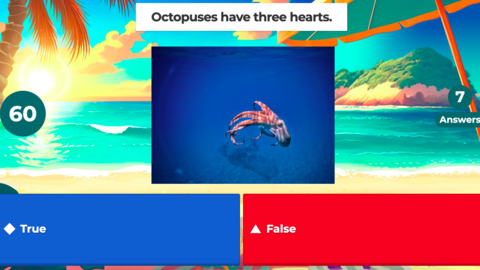 Eine Wahr-oder-Falsch-Frage: Octopuses have three hearts