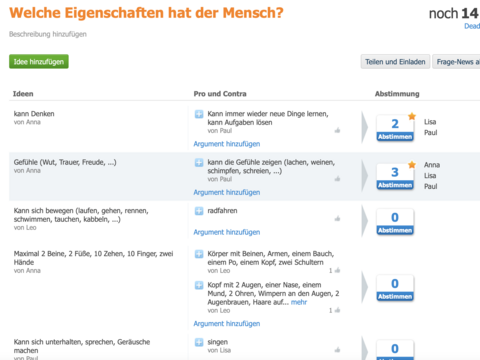 Screenshot Tricider Screenshot der Webanwendung Tricider