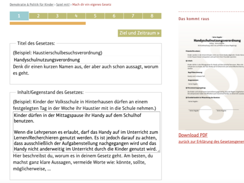 Screenshot Gesetzesgenerator Screenshot der Webanwendung Gesetzesgenerator