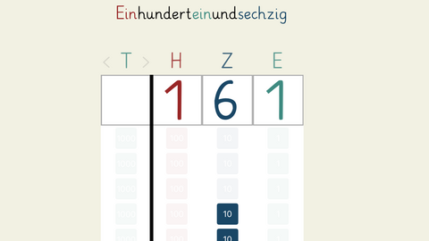 Exemplarischer App Screenshot 1 Hunderter 6 Zehner 1 Einer
