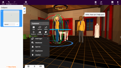 Erstellung der Einkaufsszene in CoSpaces