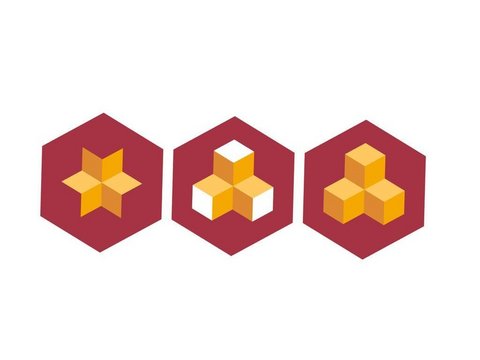 Stern wird zur Treppe Erstelltes Muster mit der App Isometric, ein Stern, eine Übergangsfigur eine Treppe aus Würfeln