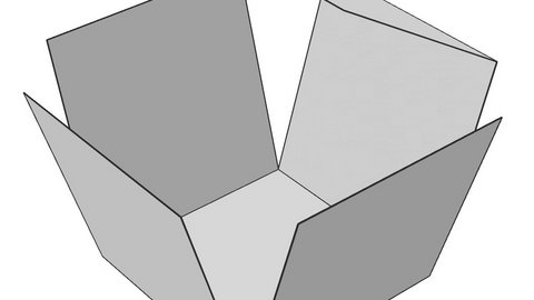 Lernumgebung "Wir entdecken Würfelnetze: Finden und Erstellen von Würfelnetzen mit der App Shapes" öffnen Darstellung eines fast vollständig zusammgefalteten Würfelnetzes