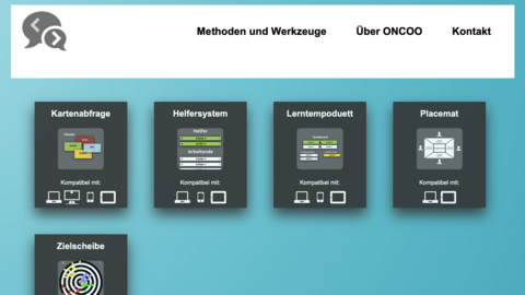 Werkzeug-Steckbrief "ONCOO: Online kooperativ lernen" öffnen Screenshot der Webanwendung ONCOO