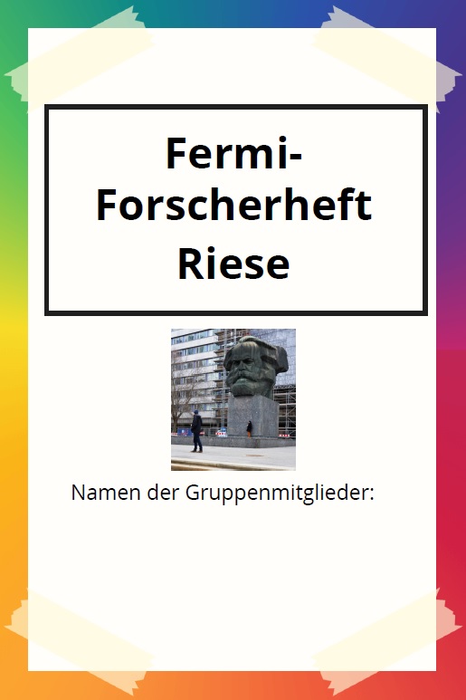Deckseite des Fermi-Forscherhefts Riese