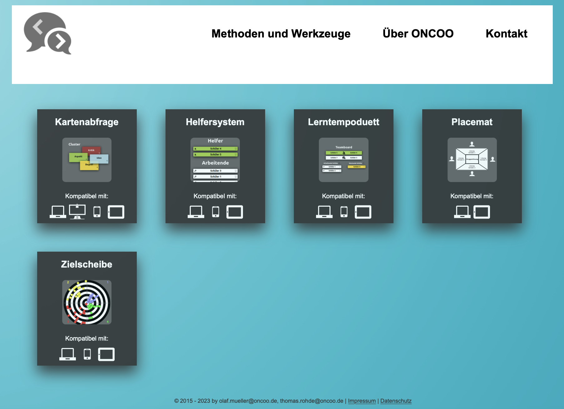 Screenshot der Webanwendung ONCOO